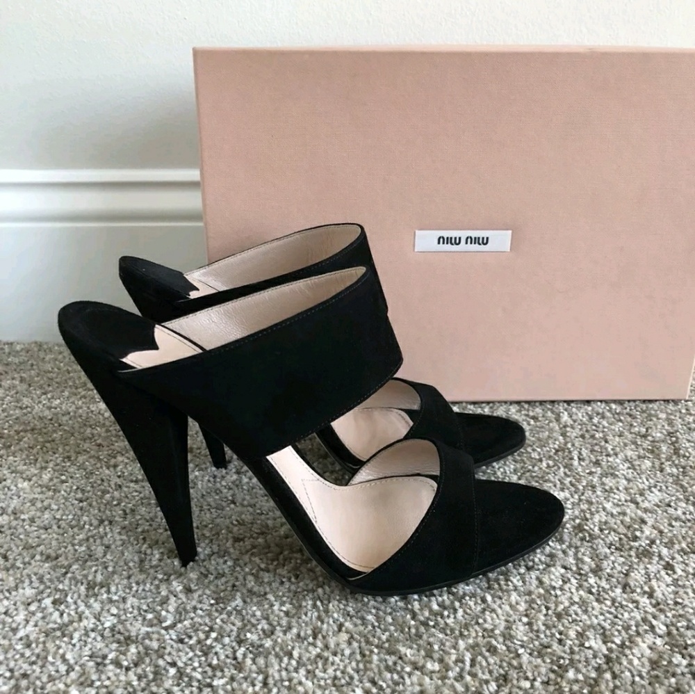 Miu Miu Black High Heel Mule
